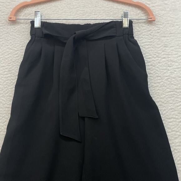 Lululemon Pants Womens 2 Black Noir Crop Wide Leg Waist Tie Mid Rise Pleated - Picture 4 of 10